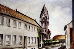 Helbra-Kirche-aquarell