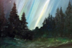 Nordlicht-vor-Tannen-acryl